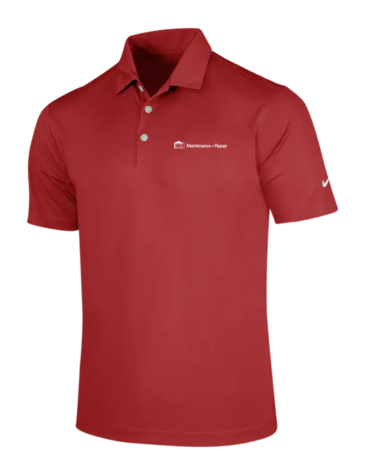 NIKE Red Dri-Fit Vertical Mesh Polo w/HMI Maintenance + Repair Logo