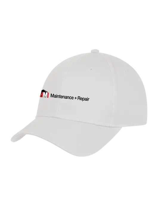 White Structured Cap Hook & Loop w/HMI Maintenance + Repair Logo