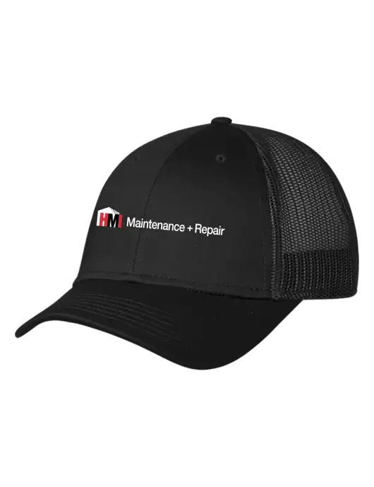 Black Mesh Trucker Cap Snap Back w/HMI Maintenance + Repair Logo