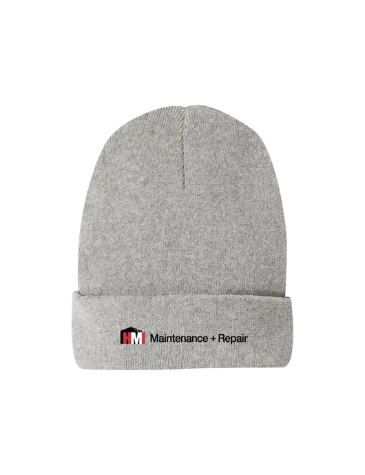 Recycled Light Heather Grey Beanie w/HMI Maintenance + Repair Logo