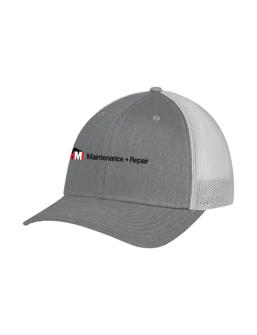 Richardson Adjustable Snapback Original 112 Trucker Cap Heather Grey w/Light Grey Mesh w/HMI Maintenance + Repair Logo