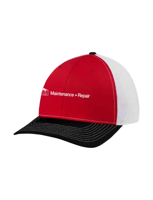 Richardson Adjustable Snapback Original 112 Trucker Cap Black/Red/White Mesh w/HMI Maintenance + Repair Logo