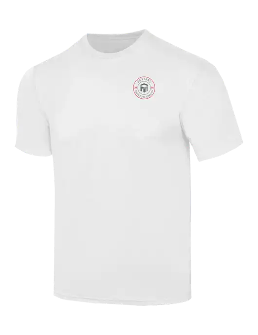 Simply Soft White 4.5oz  Poly/Combed Ring Spun Cotton T-Shirt w/20 Years of Trust Logo