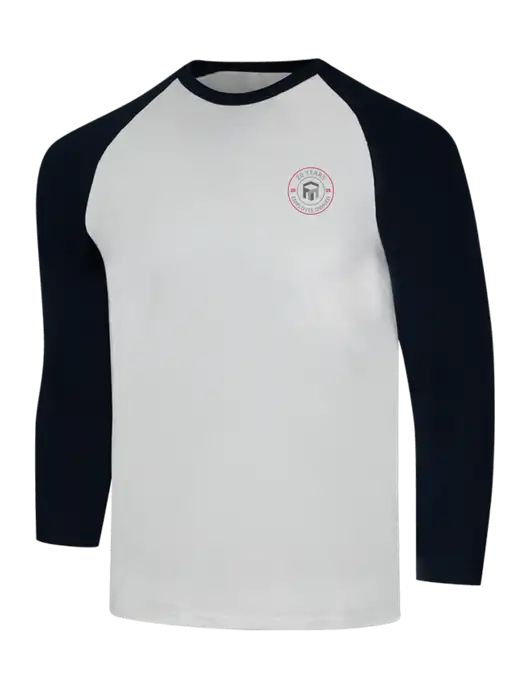 Simply Soft 3/4 Sleeve Black/White Ring Spun Cotton T-Shirt w/20 Years of Trust Logo
