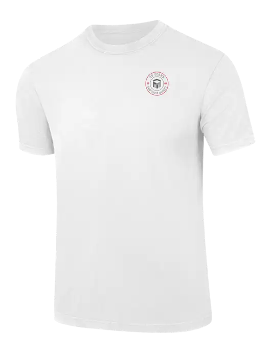 Comfort Colors 6.1 oz White Heavyweight Ring Spun T-Shirt w/20 Years of Trust Logo