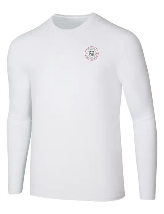 Seriously Soft White Long Sleeve T-Shirt w/20 Years of Trust Logo