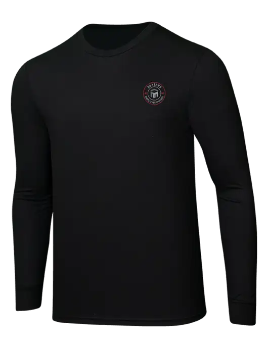 Simply Soft Long Sleeve Black 4.5 oz, Poly/Combed Ring Spun Cotton T-Shirt w/20 Years of Trust Logo