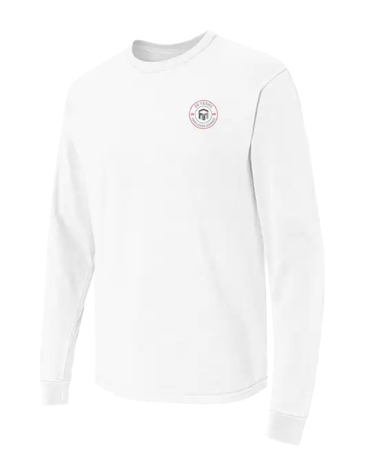 Comfort Colors Garment-Dyed White Heavyweight Long Sleeve T-Shirt w/20 Years of Trust Logo