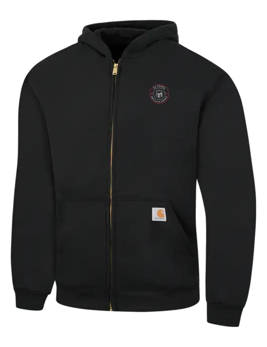 Carhartt Black Midweight Hooded Zip-Front Sweatshirt w/20 Years of Trust Logo