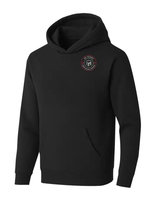BELLA+CANVAS Black Sponge Fleece Pullover Hoodie w/20 Years of Trust Logo