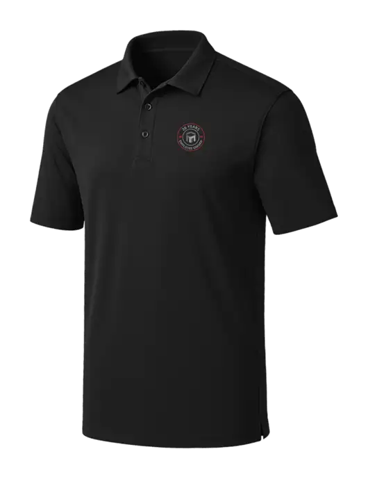 Black Silk Touch Performance Polo w/20 Years of Trust Logo