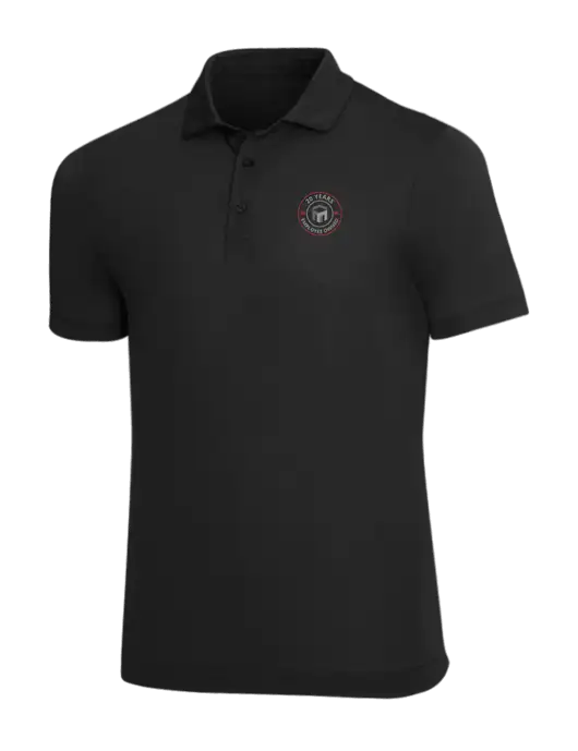 Mercer+Mettle Black Stretch Jersey Polo w/20 Years of Trust Logo
