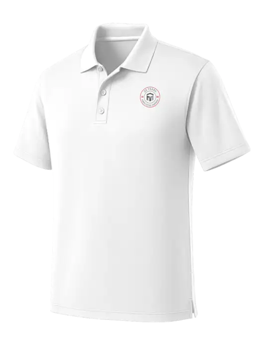 White Dry Zone UV Micro Mesh Polo w/20 Years of Trust Logo