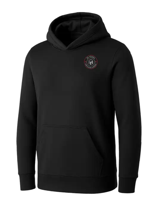 Womens Black Core Fleece Pullover Hooded Sweatshirt w/20 Years of Trust Logo