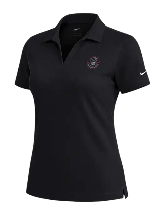 NIKE Black Womens Dri-Fit Micro Pique Polo w/20 Years of Trust Logo