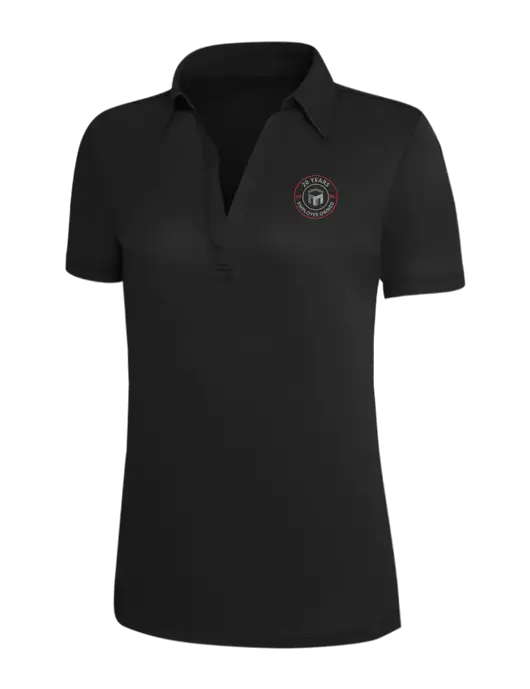 Black Silk Touch Womens Performance Polo w/20 Years of Trust Logo