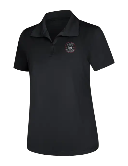 Womens Black Micropique Sport-Wick Polo w/20 Years of Trust Logo