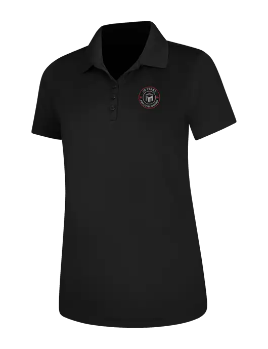 Black Womens Dry Zone UV Mesh Polo w/20 Years of Trust Logo