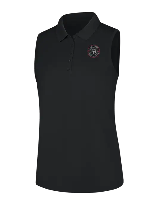 Womens Black Dry Zone UV Micro-Mesh Sleeveless Polo w/20 Years of Trust Logo