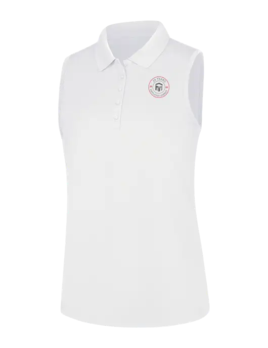Womens White Dry Zone UV Micro-Mesh Sleeveless Polo w/20 Years of Trust Logo