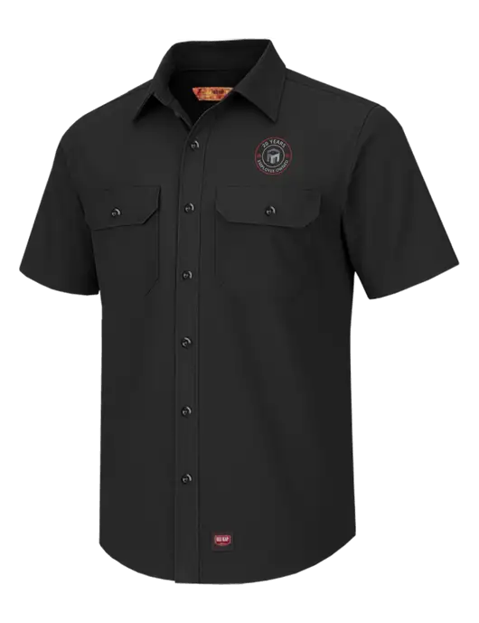 Red Kap Black Short Sleeve Solid Ripstop Shirt w/20 Years of Trust Logo