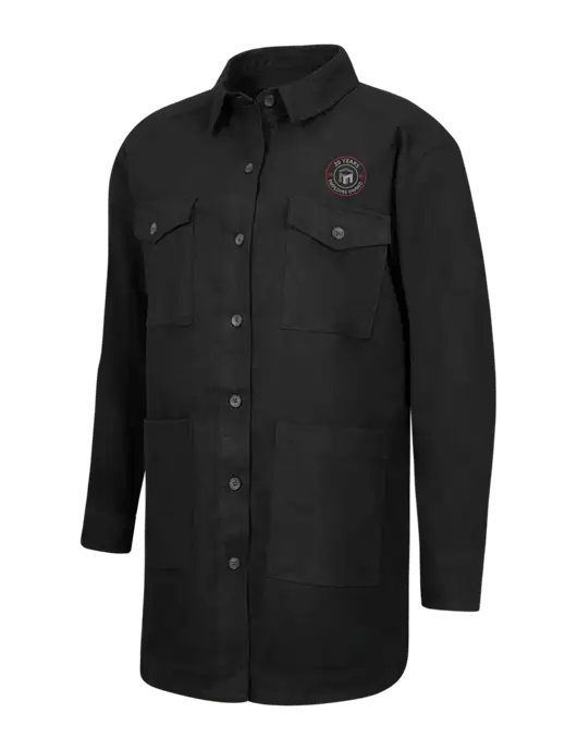 Mercer+Mettle Womens Black Long Sleeve Twill Overshirt w/20 Years of Trust Logo
