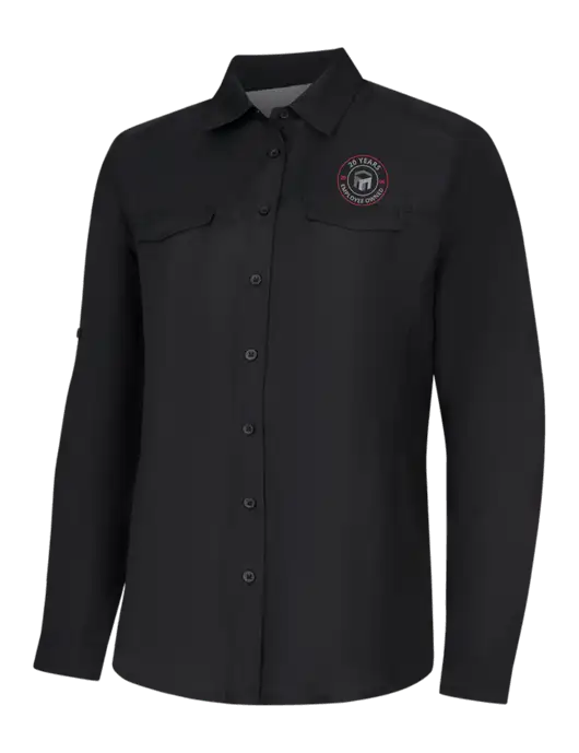 Womens Black Long Sleeve UV Daybreak Shirt w/20 Years of Trust Logo