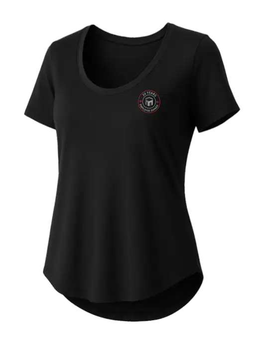 Mercer+Mettle Womens Black Stretch Jersey Relaxed Scoop w/20 Years of Trust Logo