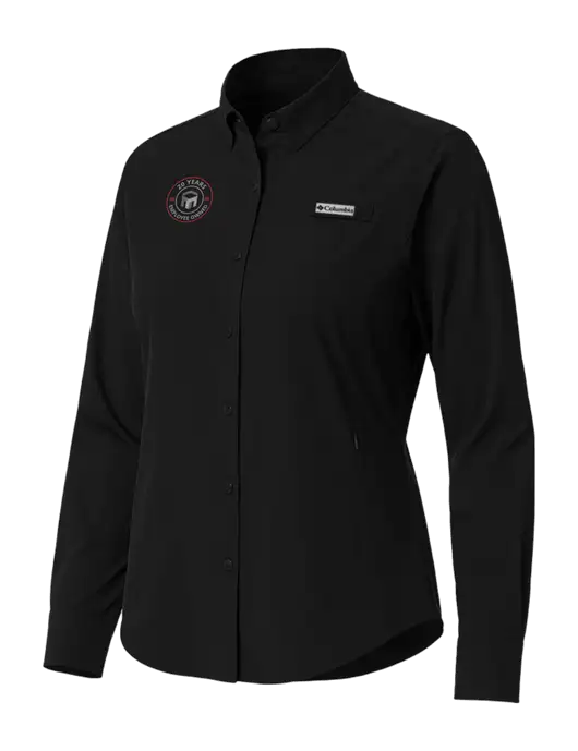 Columbia Black Womens PFG Tamiami II Long Sleeve Shirt w/20 Years of Trust Logo