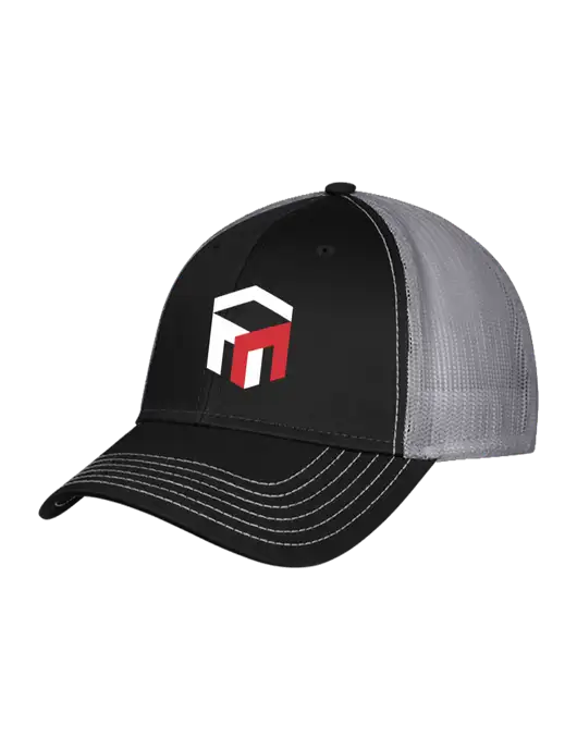 Black/Medium Dark Grey Mesh Trucker Cap Snap Back w/The Management Trust Logo