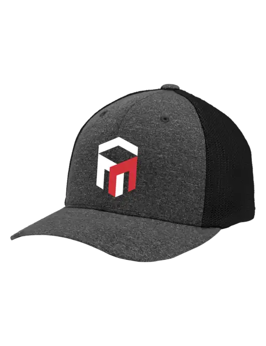 Flexfit Black/Dark Charcoal Heather Melange Mesh Back Trucker Cap w/The Management Trust Logo