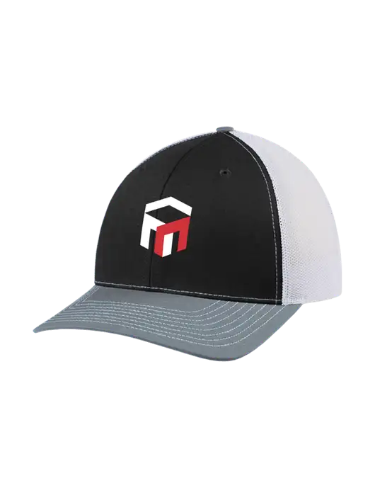 Richardson Adjustable Snapback Original 112 Trucker Cap Black/Light Heather Grey/White Mesh w/The Management Trust Logo