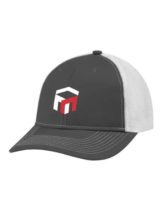 Snapback Ponytail Trucker Cap Dark Grey w/White Mesh w/The Management Trust Logo