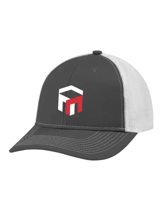 Snapback Ponytail Trucker Cap Dark Grey w/White Mesh w/The Management Trust Logo