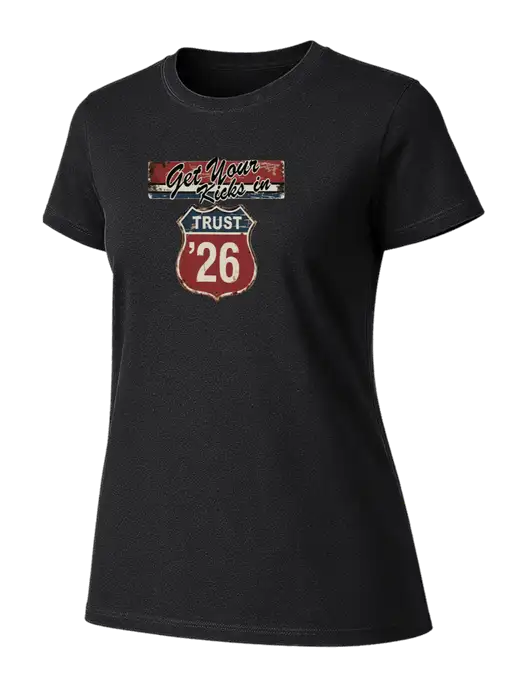 Womens Ring Spun Jet Black 4.5 oz T-Shirt w/Trust '26 Logo