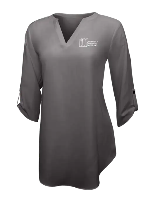 Dark Grey Womens 3/4 Sleeve Tunic Blouse w/Integrity Builders West Logo