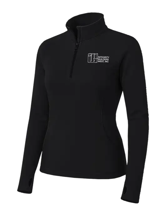 Womens Black Sport Wick Stretch 1/4 Zip Pullover w/Integrity Builders West Logo