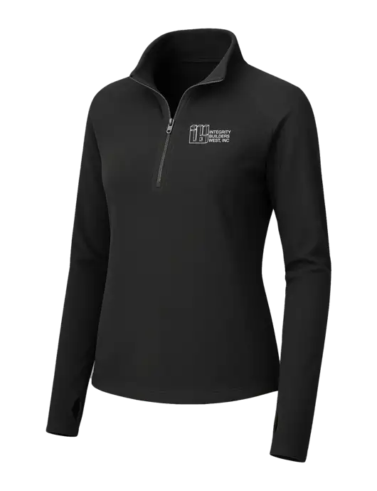 Womens Black Microfleece 1/2 Zip Pullover w/Integrity Builders West Logo