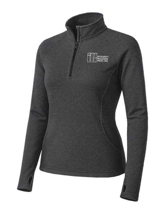 Dark Grey Heather Womens Sport Wick Stretch 1/4 Zip Pullover w/Integrity Builders West Logo