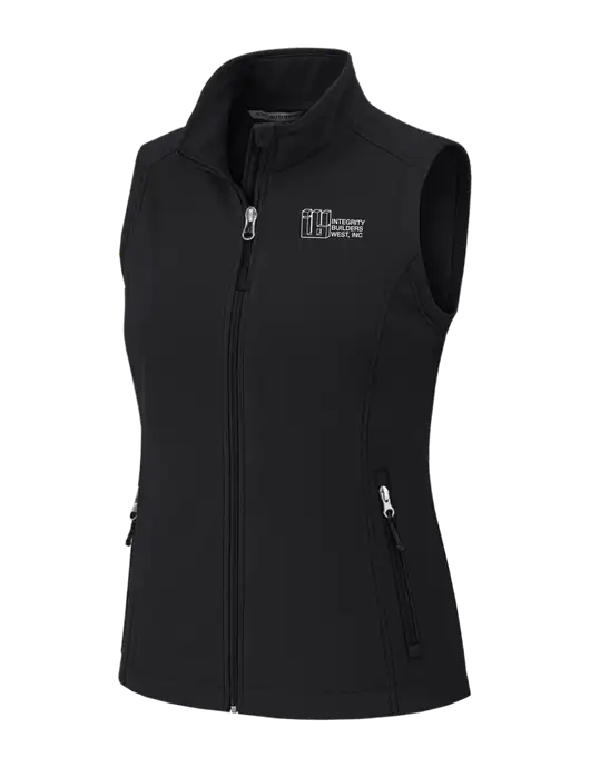 Black Womens Core Soft Shell Vest w/Integrity Builders West Logo