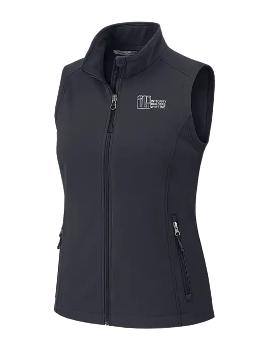 Charcoal Grey Womens Core Soft Shell Vest w/Integrity Builders West Logo