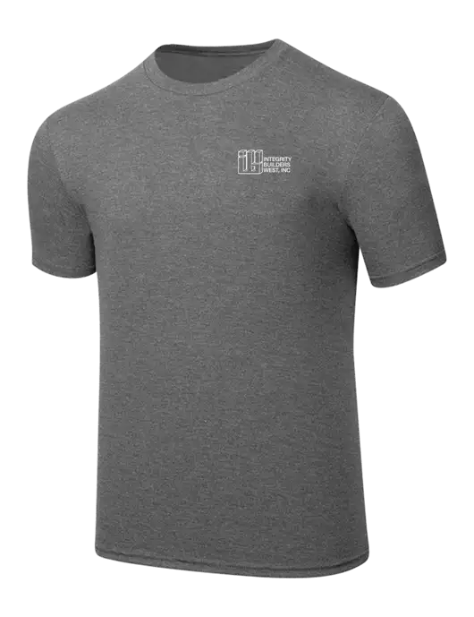Simply Soft Heathered Medium Grey 4.5oz  Poly/Combed Ring Spun Cotton T-Shirt w/Integrity Builders West Logo