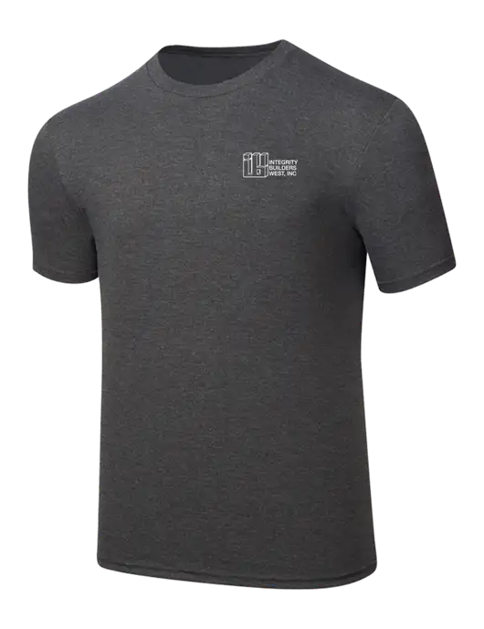 Simply Soft Heathered Charcoal 4.5oz  Poly/Combed Ring Spun Cotton T-Shirt w/Integrity Builders West Logo
