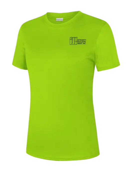 Womens Safety Green PosiCharge Competitor Tee w/Integrity Builders West Logo