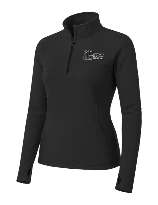 Charcoal Grey Womens Sport Wick Stretch 1/4 Zip Pullover w/Integrity Builders West Logo