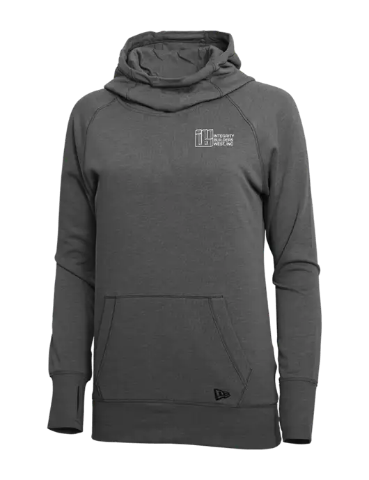 New Era Black Heather Womens Tri-Blend Fleece Pullover Hoodie w/Integrity Builders West Logo