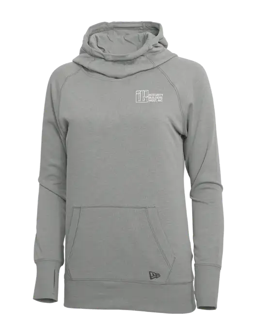 New Era Shadow Grey Heather Womens Tri-Blend Fleece Pullover Hoodie w/Integrity Builders West Logo