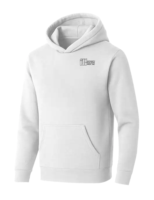 BELLA+CANVAS Heathered White Sponge Fleece Pullover Hoodie w/Integrity Builders West Logo