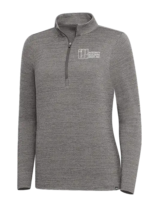 TravisMathew Medium Grey Heather Womens Crestview 1/4 Zip w/Integrity Builders West Logo
