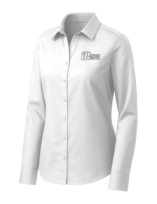 Brooks Brothers Womens White Wrinkle-Free Stretch Pinpoint Shirt w/Integrity Builders West Logo